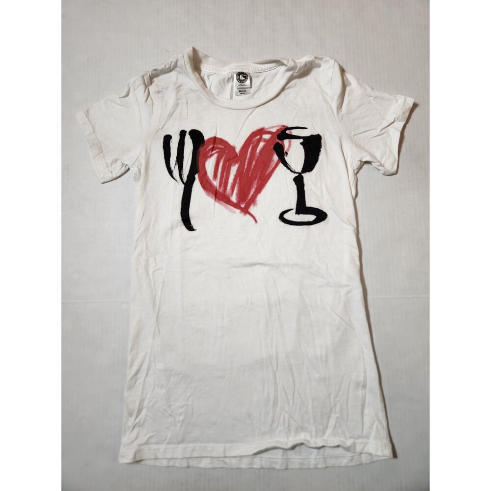 US Blanks Women’s “I Love Wine” Graphic Tee Size Small White